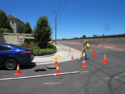 Traffic Cones On The Street Corner